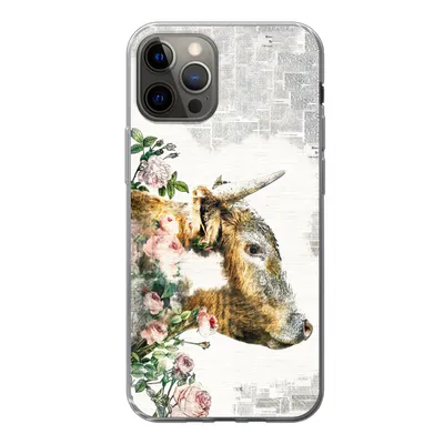 Produktbild von MuchoWow® Handyhülle Schutzhülle Hülle für iPhone 12 Pro Schottischer Highlander - Farbe - Blumen Silikon Softcase Handy Hülle - Abdeckung
