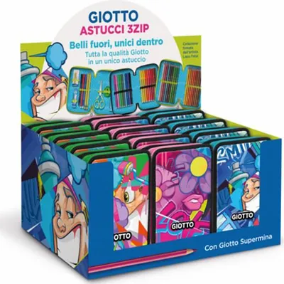 Obrázok produktu pre Giotto F953900, Tvrdé puzdro na ceruzky, Viacfarebný, Obrázok, Vnútorný, Chlapec / dievča, Zips