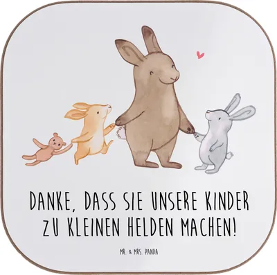 Produktbild von Mr. & Mrs. Panda Tassenuntersetzer Erzieher Heldenmacher - Weiß - Geschenk, Wertschätzung, Tischuntersetzer, Dankeschön, Aufmerksamkeit, bieruntersetzer, Danke sagen