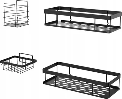 Zdjęcie produktu dla Uulioyer Półki Prysznicowe Bez Wiercenia Czarne Wodoszczelne Organizer