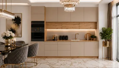 Produktbild von Küchenzeile 300 cm Modulküche Blockküche Küchenblock Einbauküche ohne Arbeitsplatte, LETANO Lovo 11 Beige mit Push-To-Open