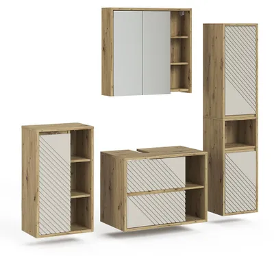 Zdjęcie produktu dla Zestaw mebli łazienkowych Vicco Viola Dąb artisan 4 części, Model 61302