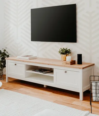 Produktbild von TV-Lowboard Vestland in weiß und Artisan Eiche Landhaus Fernsehtisch 160 x 45 cm TV-Unterteil