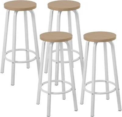 Produktbild von 4-teiliges Barhocker-Set mit runder Sitzfläche | Helle Eiche | 30x30x71cm