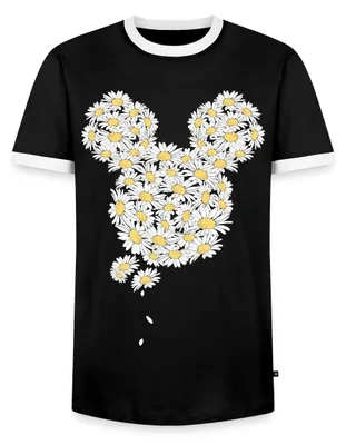 Produktbild von Mickey & Minnie Mickey Mouse Gänseblümchen Männer Kontrast T-Shirt, XL, Schwarz/Weiß