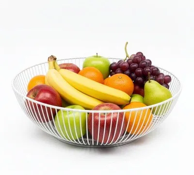 Produktbild von Obstschale Runde Drahtkorb für Obst und Gemüse - Weiß