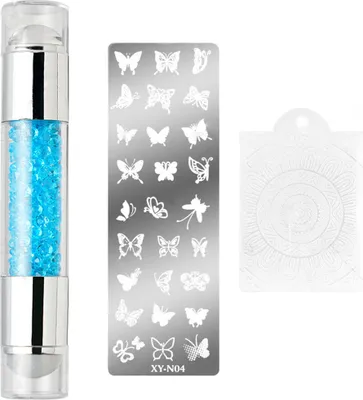 Produktbild von Doppelkopf-Nagelstempel, Silikonstempel-Gelee, transparenter sichtbarer Körper, DIY-Nagelstempel verschiebt sich nicht,Blau
