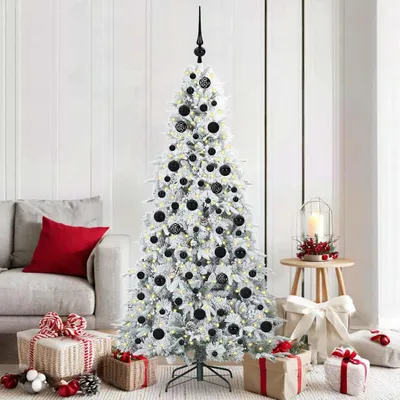 Image de Maison Exclusive - Sapin de Noël artificiel pliable, blanc, 180 cm, en PE et PVC