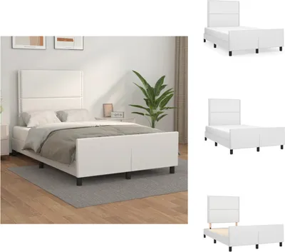 Image de vidaXL Cadre de lit avec tête de lit Blanc 120x200 cm Similicuir - Lits & sommiers
