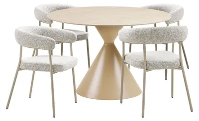 Produktbild von Elin Essgruppe Esstisch 4 Stühle sandfarben.