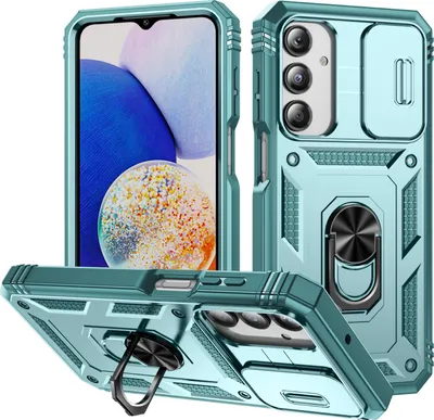 Produktbild von Galaxy A16 Hülle, Schiebe Kamera Schutz Stoßfest Schutzhülle mit Ringhalterung Ständer für Samsung Galaxy A16 Grün