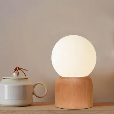 Produktbild von Opviq , 241602, Tischlampe, Beige, Holzkörper, 15 x 15 x 25 cm