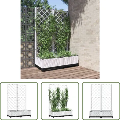 Produktbild von The Living Store Pflanzkübel mit Rankgitter Weiß 80x40x121,5 cm PP