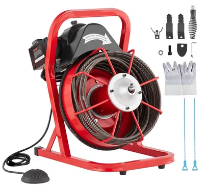 Produktbild von VEVOR Rohrreinigungsmaschine 15 m x 9,53 mm, Kanalisationsspirale mit manueller