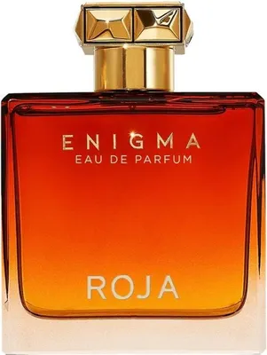 A close-up front view of a bottle of Roja Enigma Eau de Parfum.