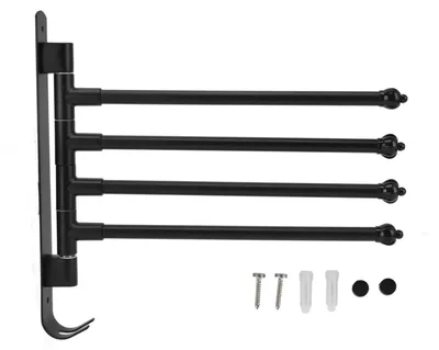 Produktbild von Drehbarer Handtuchhalter aus Edelstahl, schwarz, drehbare, bewegliche Stange für Badezimmer, Kleiderschrank, Küche, 4 Arme