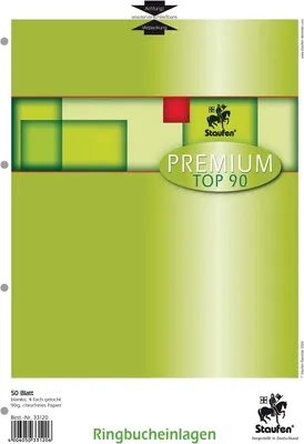 Produktbild von Ringbucheinlage A4 90g/qm 50 Blatt 4-fach gelocht blanko Packung mit 10 Stück