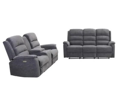 Produktbild von 3+2 Stoffsofa mit elektrischer Relaxfunktion NEVERS - Grau