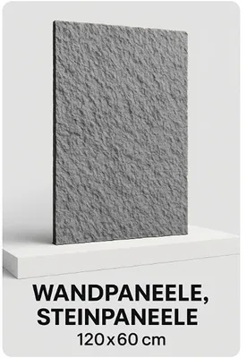 Produktbild von Wandpaneel Steinoptik Grau 120x60 cm – Feuerfest & Wasserdicht, Dekorative Wandverkleidung