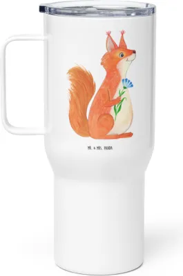 Produktbild von Mr. & Mrs. Panda thermosbecher Eichhörnchen Blume - Weiß - Geschenk, Motivation Sprüche, Thermobecher, Kaffee-to-go-Becher, glücklich Spruch, Lustige, Lachen, Teetasse
