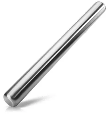 Productafbeelding van Ibenzoa® RVS deegroller, 40 x 4 cm – Deegroller van roestvrij staal 304, zilver, 1 stuk, vaatwasmachinebestendig, geschikt voor het uitrollen van pizza, fondant en koekjes