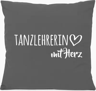 Produktbild von Huuraa Kissen Tanzlehrerin mit Herz 40x40cm mit Füllung Steel Grey Baumwolle Dekokissen Geschenkidee