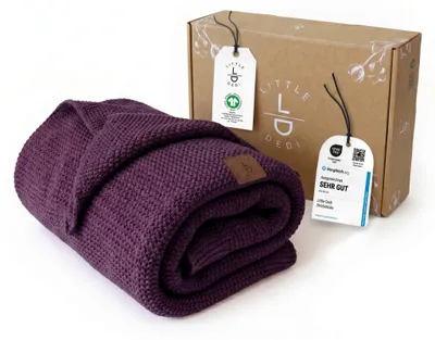 Produktbild von Baby Strickdecke, %100 Baumwolle, Atmungsaktiv, 80x100cm, Violett