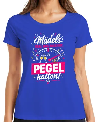 Obrázok produktu pre Mädels Egal Was Passiert Pegel Halten JGA Junggesellinnenabschied Dámske tričko, modré, veľkosť M
