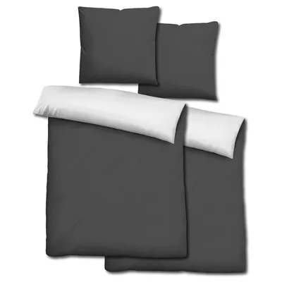 Produktbild von Doppelpack CloudComfort Basic Wendebettwäsche schwarz/weiß 135 x 200 + 80 x 80 cm