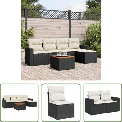Produktbild von The Living Store 6-tlg. Garten-Sofagarnitur mit Kissen Schwarz Poly Rattan