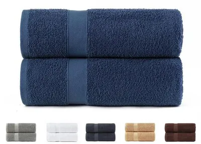 Imagen del producto de Conjunto de lujo Unyqoos®: 2 toallas de ducha extra suaves, 100% algodón, 70x140 cm, azul marino, 550 g/m², alta capacidad de absorción, de secado rápido