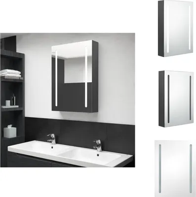 Produktbild von vidaXL LED-Bad-Spiegelschrank Grau 50x13x70 cm -  Badezimmerwaschtische