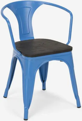 Immagine prodotto di sedie metallo legno sedia stile industriale per bar cucine acciaio legno braccio - Blu