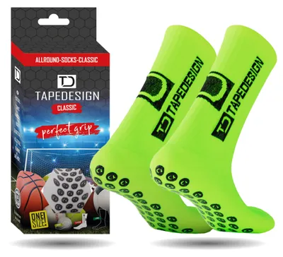 Zdjęcie produktu dla TAPEDESIGN Allround Socks Klasyczne skarpetki antypoślizgowe neonowa zieleń