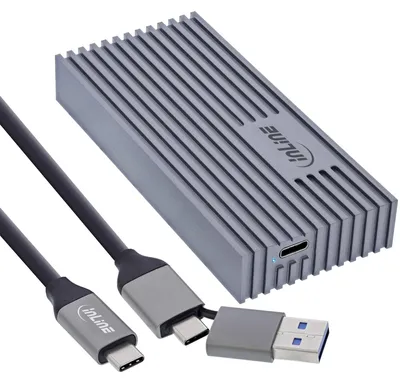 Produktbild von InLine 00031J, SSD-Gehäuse, M.2, M.2, SATA, 40 Gbit/s, USB Anschluss, Grau