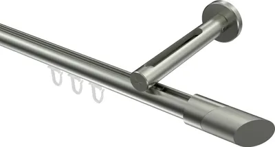 Produktbild von Interdeco Innenlaufstange / Gardinenstange mit Innenlauf Edelstahl-Optik, Typ Siteno Verano (Schräge Bicolor), 20 mm Ø 1-läufig, 260 cm
