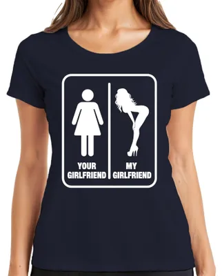 Produktbild von Your Girlfriend My Girlfriend Lustig y Statement Sarkasmus Damen T-Shirt, Navy, S