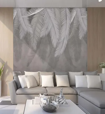 Produktbild von Fototapete Graue Federn, Material:Premium Vlies 150g/qm, Größe Tapete:325 x 260cm