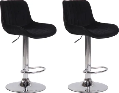 Produktbild von 2er Set Barhocker HLO-CP68 Samt chrom  schwarz
