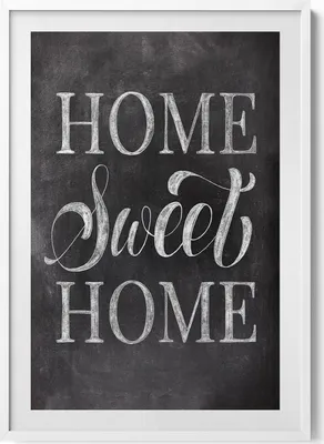 Produktbild von Inschrift für Wohnung „home, sweet home“– Wandbild mit Rahmen – Gerahmtes Bild  – Wanddekoration – 70x100 cm –  Weiß Rahmen
