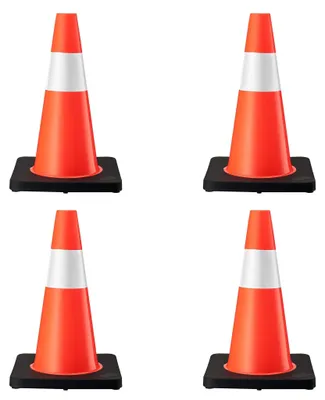 Verkehrspylon 45 cm, 4 Stück, reflektierend, PVC, Sicherheitskegel