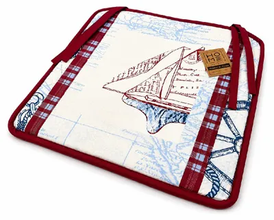 Produktbild von Home Elements Stuhlkissen Segelboot, 100 % Baumwolle, 40 × 40 × 1 cm, mit Bindebändern
