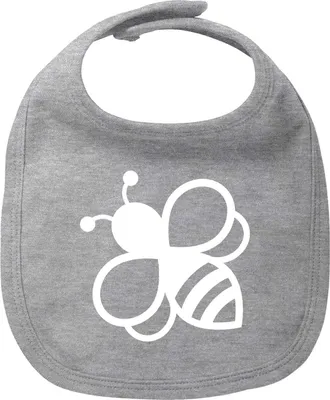 Produktbild von Huuraa Baby Lätzchen Biene Silhouette Heather Grey Klettverschluss  Baumwolle Latz Geschenkidee