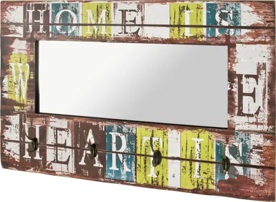 Produktbild von HAKU Wandgarderobe Motiv, vintage - MDF, Metall, Spiegel, B/H/T: 80x52x10 cm