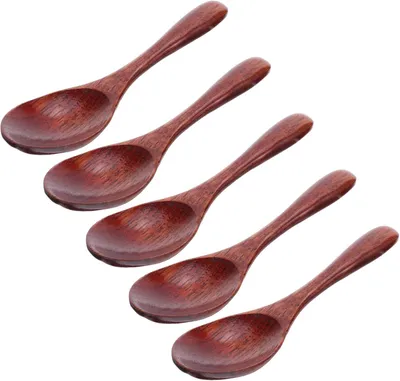 Produktbild von Japanische Holzlöffel, 5 Stück, kleine Espresso- und Gewürzlöffel für Küche, Haushalt und asiatische Speisen