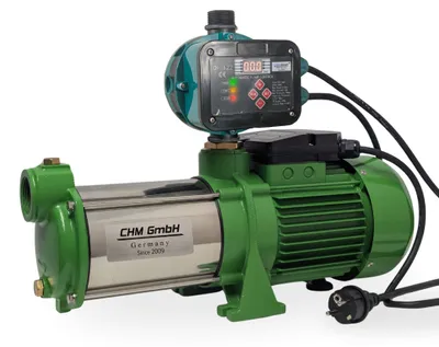 Produktbild von CHM GmbH® Gartenpumpe mit Druckschalter einstellbar Kreiselpumpe Edelstahl 0,9 kw 5,5 Bar 5400 L/h, KI-generiertes Bild