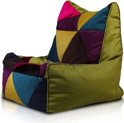 Produktbild von Ecopuf - Pouf Sack, Puff Sessel mit Rückenlehne, Patchwork, Solid Olivgrün A38