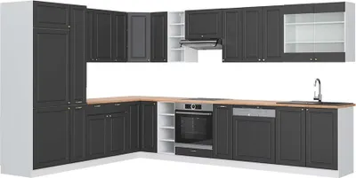 Produktbild von Eckküche Vicco Fame-Line Anthrazit-Gold/Weiß 347 x 60 cm , AP Eiche, Model 47321