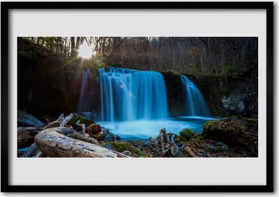 Produktbild von Bild 70x50 MDF-Rahmen Wandkunst Sun Wasserfall Natur