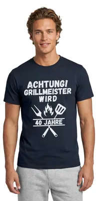 Produktbild von Spreadshirt 40. Geburtstag | Grillmeister Männer T-Shirt, 4XL, Navy